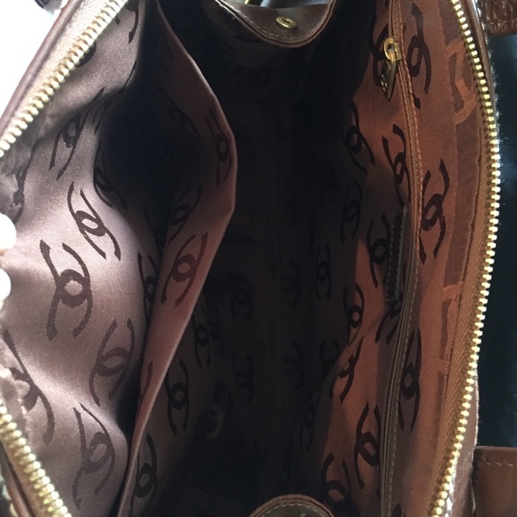 Chanel Surpique Bowler Bag Brown Calfskin - Picture 7 of 8